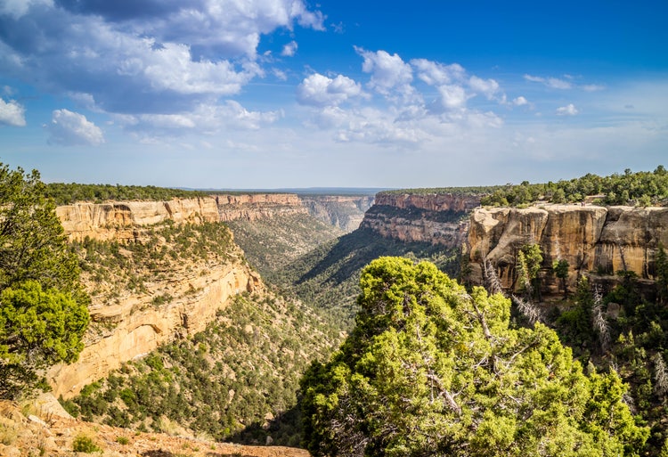 Scenic view from the Cliff Dwelling Ruins in Mesa Verde National Park, Colorado